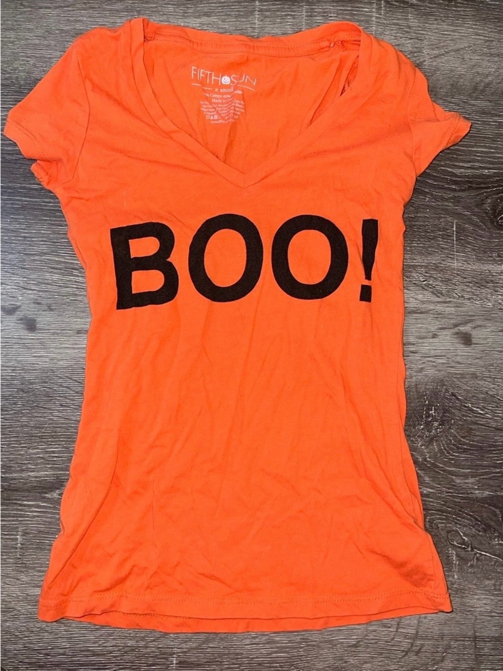 Orange “BOO!” Halloween V-neck Shirt